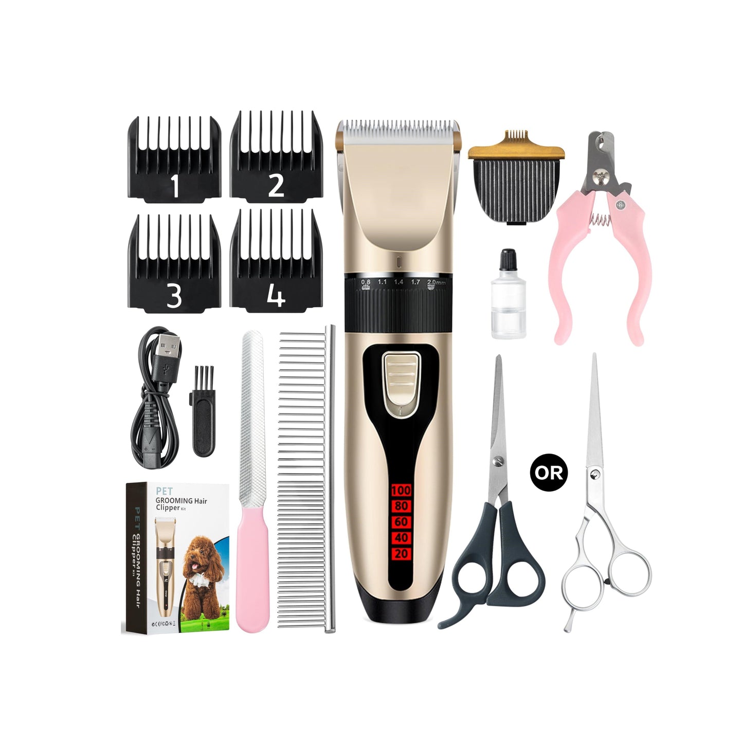 Dog Grooming Kit and Paw Trimmer